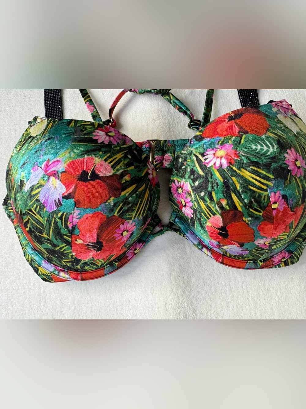 Victoria's Secret Tropical  Bombshell Floral Underwire Bikini Green Multi 36C/M - Picture 13 of 16